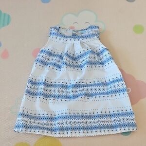 Obaibi Blue and White Patterned Cotton Sleeveless Dress